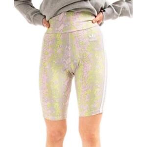 ADIDAS ORIGINALS Clear Pink Snake HIGH RISE BIKE SHORTS LEGGINGS WOMENS XL